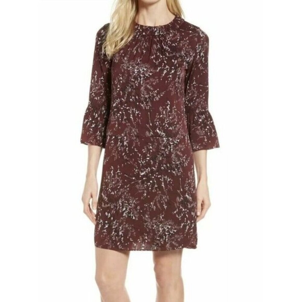Nordstrom Signature Silk Blend Dress Floral Print Shift Short Dress SZ 10 New